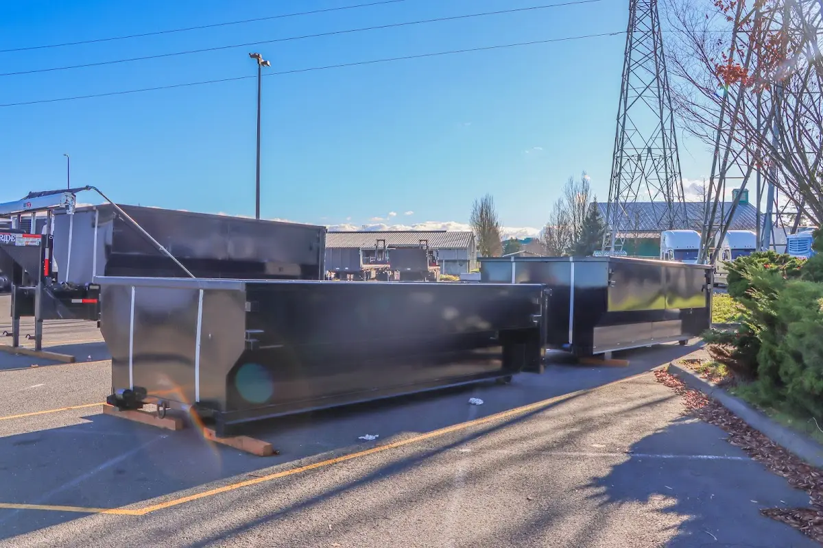 Roll-off dumpster ready for waste disposal at job site for 15 Yard Dumpster Rental in Republic